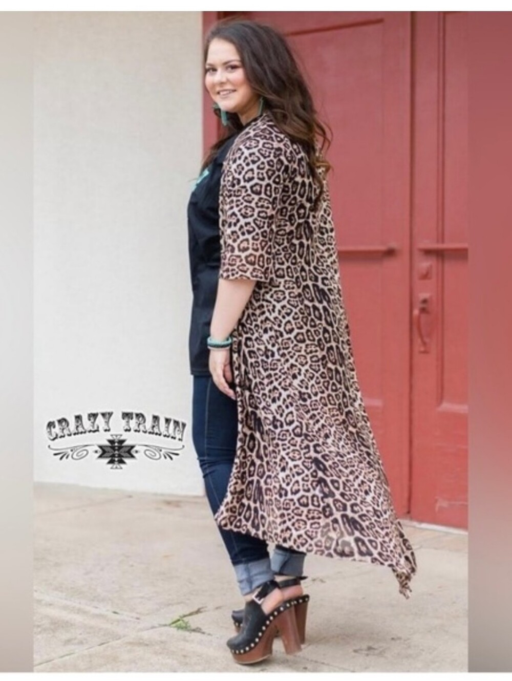 Leopard Maxi Duster cardigan High-low Sheer Boho Chic, Mobwife, Festival